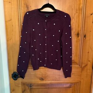 ANN TAYLOR Plum Rhinestone Sweater